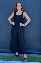 Load image into Gallery viewer, Black Sleeveless Button Down Jumpsuit
