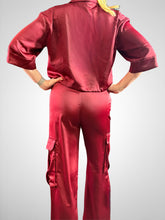 Load image into Gallery viewer, High Waist Elastic Band Satin Pants
