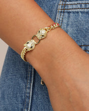 Load image into Gallery viewer, Double Jaguar Cuban Bracelet - Gold|White Diamondettes
