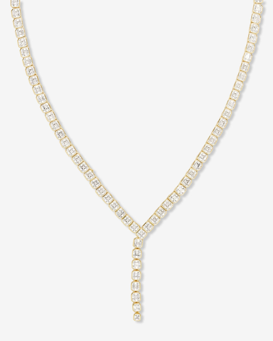 Duchess Lariat Tennis Necklace - Gold|White Diamondettes