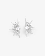 Load image into Gallery viewer, Gabriella Sunburst Stud Earrings - Silver|White Diamondettes
