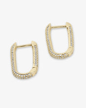 Load image into Gallery viewer, Carrie Pavé Chain Huggies - Gold|White Diamondettes
