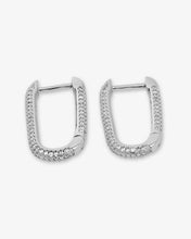 Load image into Gallery viewer, Carrie Pavé Chain Huggies - Silver|White Diamondettes
