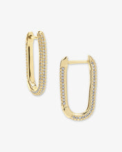 Load image into Gallery viewer, Carrie Pavé Chain Huggies - Gold|White Diamondettes
