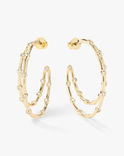 Load image into Gallery viewer, Big Ass Doubled Hoops 1.5&quot; - Gold|White Diamondettes
