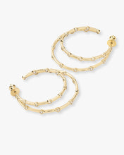 Load image into Gallery viewer, Big Ass Doubled Hoops 1.5&quot; - Gold|White Diamondettes
