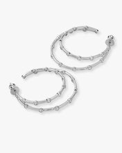 Load image into Gallery viewer, Big Ass Doubled Hoops 1.5&quot; - Silver|White Diamondettes
