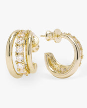 Load image into Gallery viewer, &quot;Oh She Fancy&quot; Smooth &amp; Diamond Hoops - Gold|White Diamondettes
