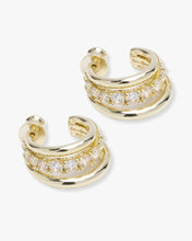 Load image into Gallery viewer, &quot;Oh She Fancy&quot; Smooth &amp; Diamond Hoops - Gold|White Diamondettes
