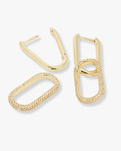 Load image into Gallery viewer, Carrie Pavé Chain Convertible Huggies - Gold|White Diamondettes
