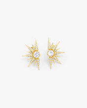 Load image into Gallery viewer, Gabriella Sunburst Stud Earrings - Gold|White Diamondettes
