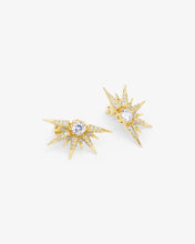 Load image into Gallery viewer, Gabriella Sunburst Stud Earrings - Gold|White Diamondettes
