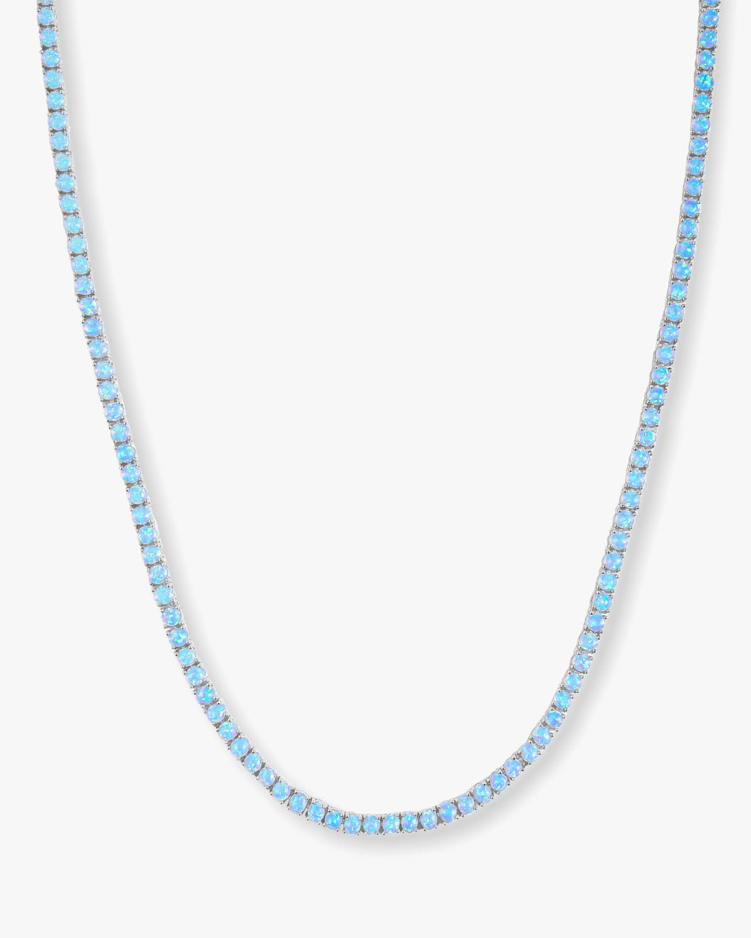Grand Heiress Tennis Necklace - Silver|Blue Opal