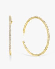Load image into Gallery viewer, Heiress Hoops 3&quot; - Gold|White Diamondettes
