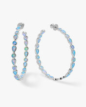 Load image into Gallery viewer, Isla Hoops 2&quot; - Silver|Blue Opal
