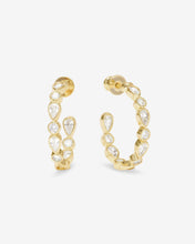 Load image into Gallery viewer, Isla Hoops 1&quot; - Gold|White Diamondettes
