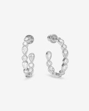 Load image into Gallery viewer, Isla Hoops 1&quot; - Silver|White Diamondettes
