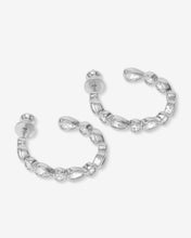 Load image into Gallery viewer, Isla Hoops 1&quot; - Silver|White Diamondettes
