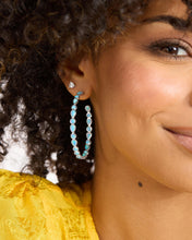 Load image into Gallery viewer, Isla Hoops 2&quot; - Silver|Blue Opal
