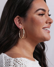 Load image into Gallery viewer, Isla Hoops 2&quot; - Gold|White Diamondettes
