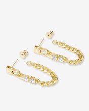 Load image into Gallery viewer, Julian Loves Diamonds Soft Chain Hoops - Gold|White Diamondettes
