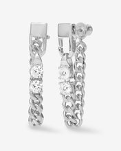 Load image into Gallery viewer, Julian Loves Diamonds Soft Chain Hoops - Silver|White Diamondettes
