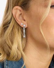 Load image into Gallery viewer, Julian Triple Diamond Soft Chain Hoops - Silver|White Diamondettes
