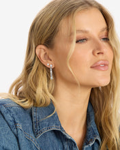 Load image into Gallery viewer, Julian Triple Diamond Soft Chain Hoops - Silver|White Diamondettes
