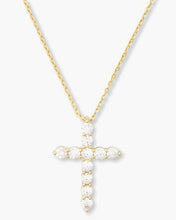 Load image into Gallery viewer, &quot;Oh She Fancy&quot; Cross Pendant - Gold|White Diamondettes
