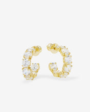 Load image into Gallery viewer, &quot;Oh She Fancy&quot; Hoops .75&quot; - Gold|White Diamondettes
