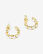 Load image into Gallery viewer, &quot;Oh She Fancy&quot; Hoops .75&quot; - Gold|White Diamondettes
