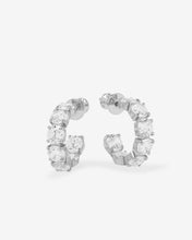 Load image into Gallery viewer, &quot;Oh She Fancy&quot; Hoops .75&quot; - Silver|White Diamondettes
