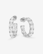 Load image into Gallery viewer, &quot;Oh She Fancy&quot; Hoops 1&quot; - Silver|White Diamondettes
