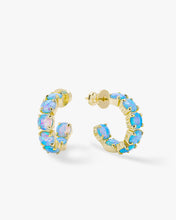 Load image into Gallery viewer, &quot;Oh She Fancy&quot; Hoops .75&quot; - Gold|Blue Opal
