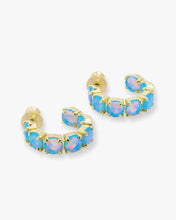 Load image into Gallery viewer, &quot;Oh She Fancy&quot; Hoops .75&quot; - Gold|Blue Opal
