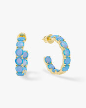 Load image into Gallery viewer, &quot;Oh She Fancy&quot; Hoops 1&quot; - Gold|Blue Opal
