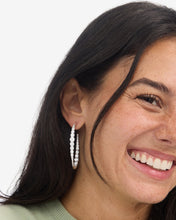 Load image into Gallery viewer, &quot;Oh She Fancy&quot; Graduated Hoops 2&quot; - Silver|White Diamondettes
