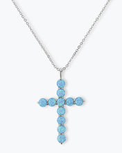 Load image into Gallery viewer, &quot;Oh She Fancy&quot; Cross Pendant - Silver|Blue Opal
