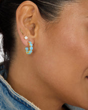 Load image into Gallery viewer, &quot;Oh She Fancy&quot; Hoops .75&quot; - Gold|Blue Opal
