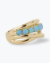 Load image into Gallery viewer, &quot;Oh She Fancy&quot; Stacked Blue Opal Ring - Gold|Blue Opal

