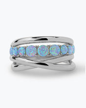 Load image into Gallery viewer, &quot;Oh She Fancy&quot; Stacked Blue Opal Ring - Silver|Blue Opal
