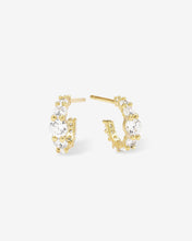 Load image into Gallery viewer, &quot;Oh She Fancy&quot; Graduated HOOPS .75&quot; - Gold|White Diamondettes
