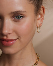 Load image into Gallery viewer, Carrie Pavé Chain Huggies - Gold|White Diamondettes

