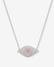 Load image into Gallery viewer, Rose Evil Eye Necklace - Silver|Pink Sapphire
