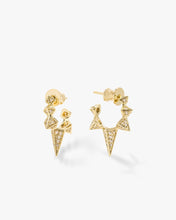 Load image into Gallery viewer, Gabriella Pavé Spiked Hoops - Gold|White Diamondettes
