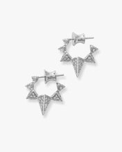 Load image into Gallery viewer, Gabriella Pavé Spiked Hoops - Silver|White Diamondettes
