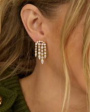 Load image into Gallery viewer, She&#39;s Arrived Chandelier Earrings - Gold|White Diamondettes
