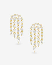 Load image into Gallery viewer, She&#39;s Arrived Chandelier Earrings - Gold|White Diamondettes
