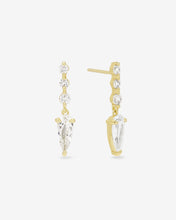 Load image into Gallery viewer, She&#39;s Arrived Drop Earrings - Gold|White Diamondettes
