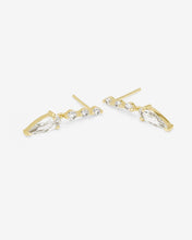 Load image into Gallery viewer, She&#39;s Arrived Drop Earrings - Gold|White Diamondettes
